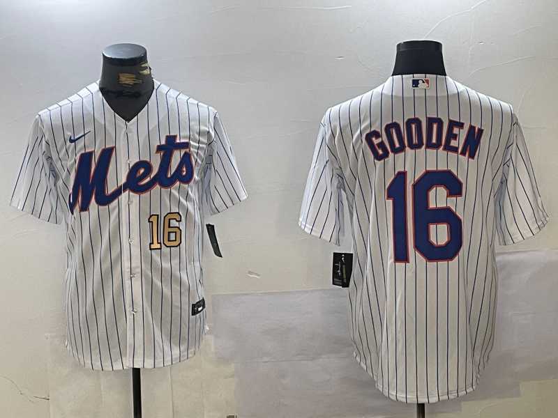 Men%27s New York Mets #16 Dwight Gooden White Cool Base Stitched Jerseys